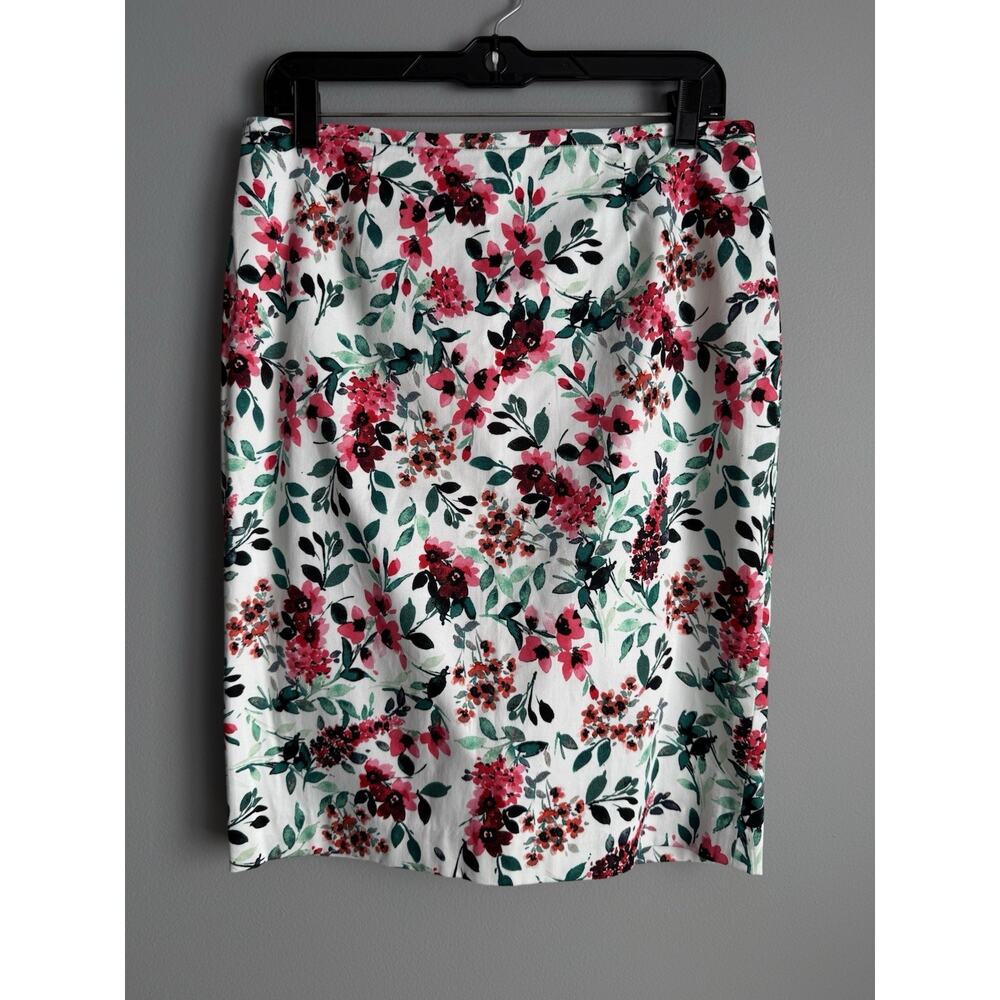 Calvin Klein Pencil Skirt Womens Size 8 Floral Knee Length Stretch